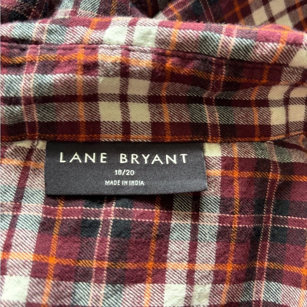 Lane Bryant Burgundy and White Oversized Plaid Shirt Szie‎ 18/20 - Picture 8 of 10